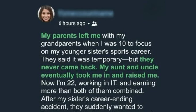 Abandoned for My Sister’s Dreams, I Found a Real Family — Until My Parents Returned 12 Years